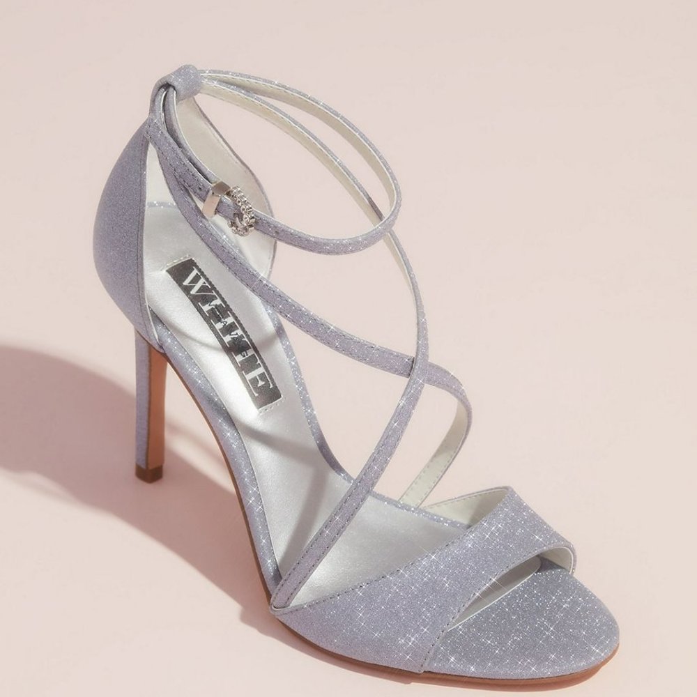 Vera Wang White Glitter Heels